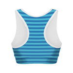 Blue Striped Pattern Print Women's Sports Bra