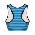 Blue Striped Pattern Print Women's Sports Bra