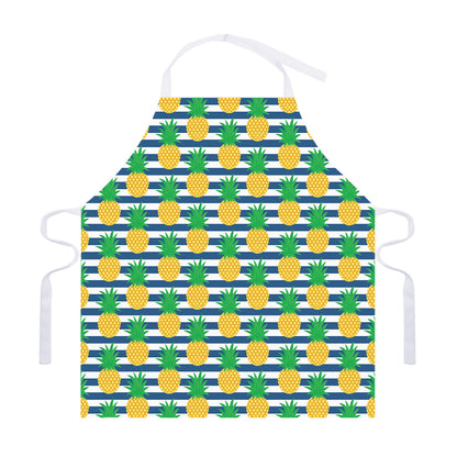 Blue Striped Pineapple Pattern Print Adjustable Apron