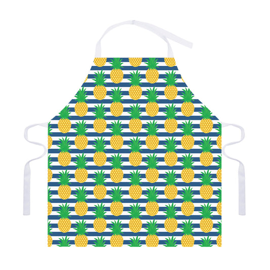 Blue Striped Pineapple Pattern Print Adjustable Apron