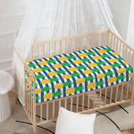 Blue Striped Pineapple Pattern Print Baby Crib Sheet