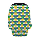 Blue Striped Pineapple Pattern Print Baby Seat Cover