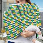 Blue Striped Pineapple Pattern Print Baby Seat Cover
