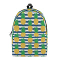 Blue Striped Pineapple Pattern Print School Backpack