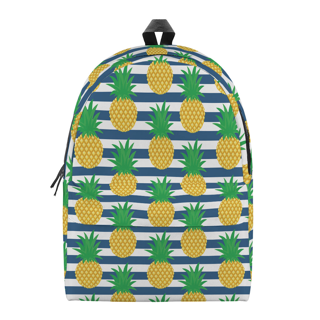 Blue Striped Pineapple Pattern Print Backpack