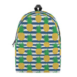 Blue Striped Pineapple Pattern Print Backpack