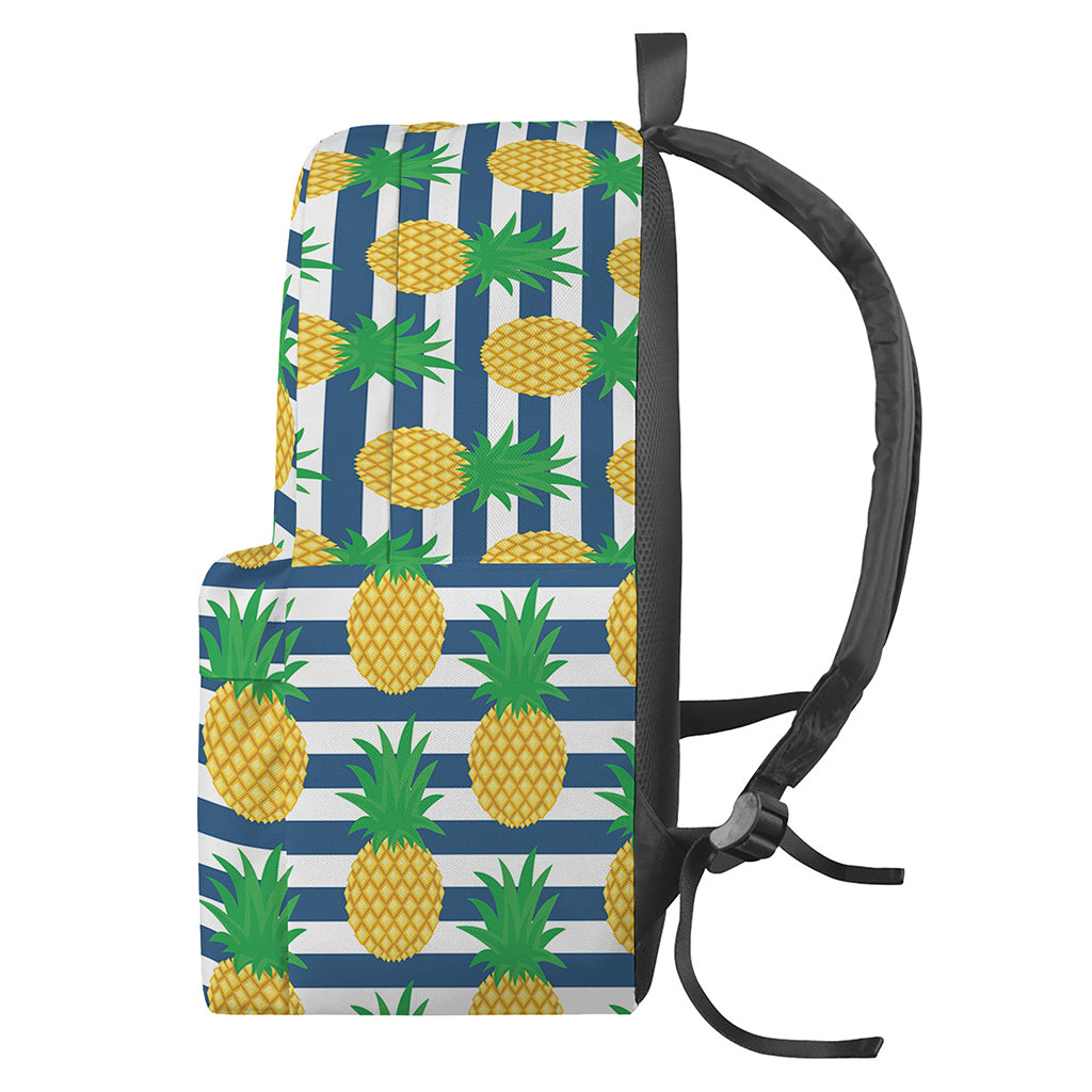 Blue Striped Pineapple Pattern Print Backpack