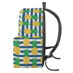 Blue Striped Pineapple Pattern Print Backpack