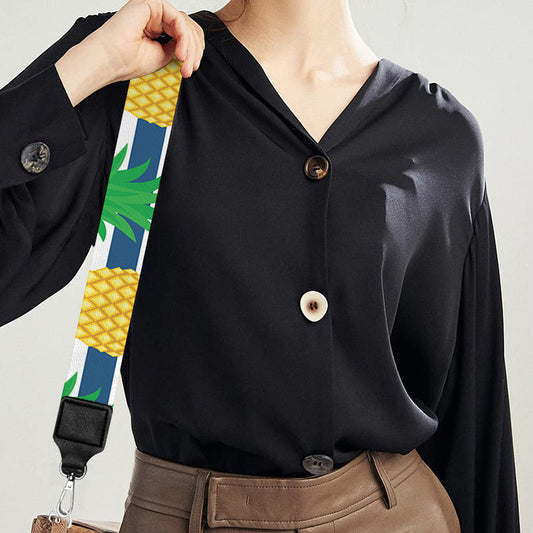Blue Striped Pineapple Pattern Print Bag Strap