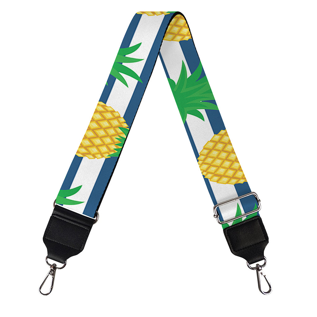 Blue Striped Pineapple Pattern Print Bag Strap
