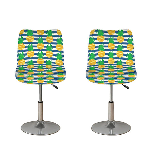Blue Striped Pineapple Pattern Print Bar Stool Covers