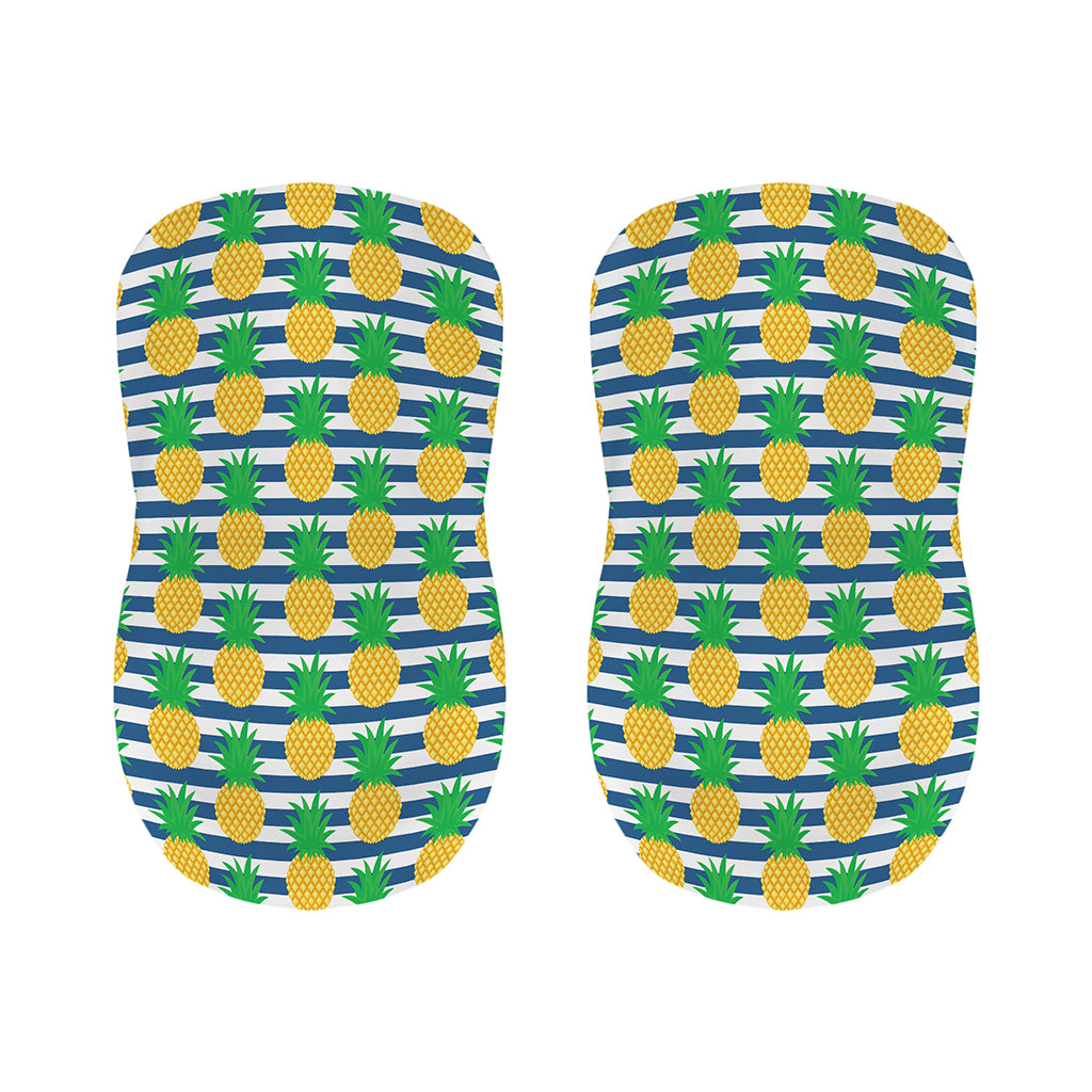 Blue Striped Pineapple Pattern Print Bar Stool Covers