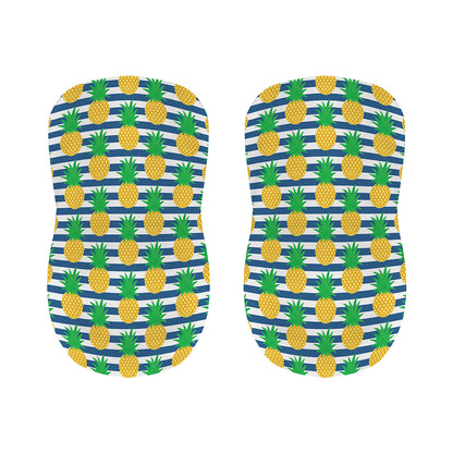 Blue Striped Pineapple Pattern Print Bar Stool Covers