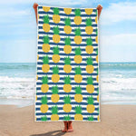 Blue Striped Pineapple Pattern Print Beach Towel