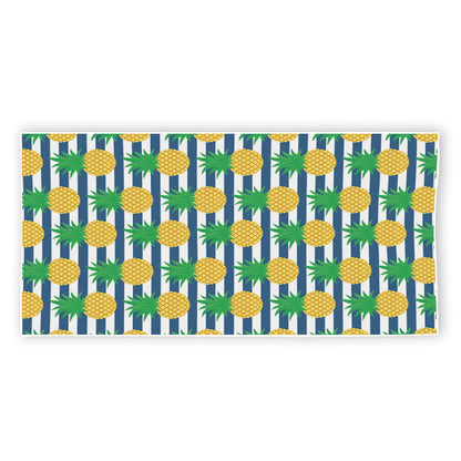 Blue Striped Pineapple Pattern Print Beach Towel