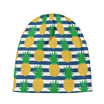 Blue Striped Pineapple Pattern Print Beanie