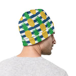 Blue Striped Pineapple Pattern Print Beanie