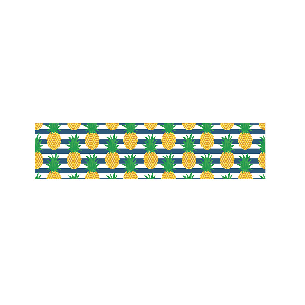 Blue Striped Pineapple Pattern Print Bed Runner
