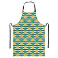 Blue Striped Pineapple Pattern Print Bib Apron With Pocket