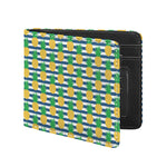 Blue Striped Pineapple Pattern Print Bifold Wallet