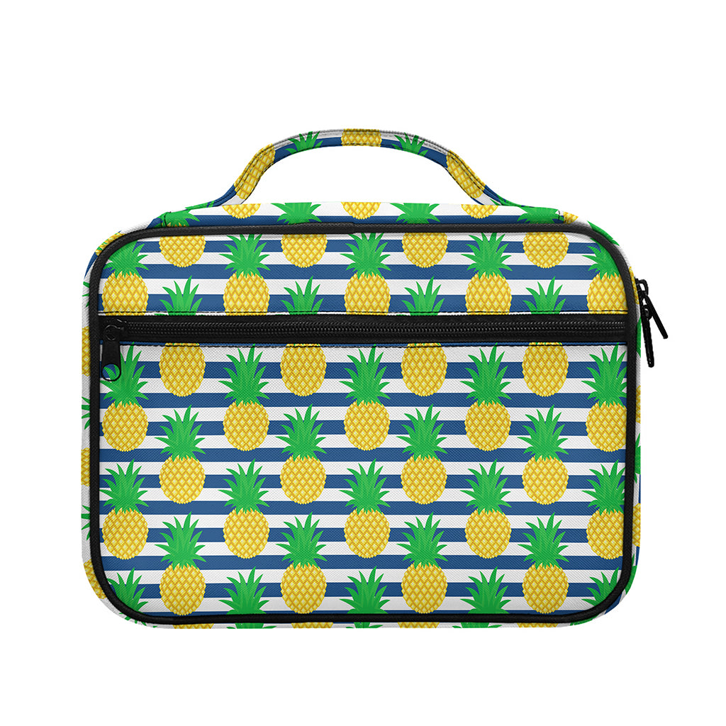Blue Striped Pineapple Pattern Print Briefcase Bible Bag
