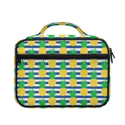 Blue Striped Pineapple Pattern Print Briefcase Bible Bag