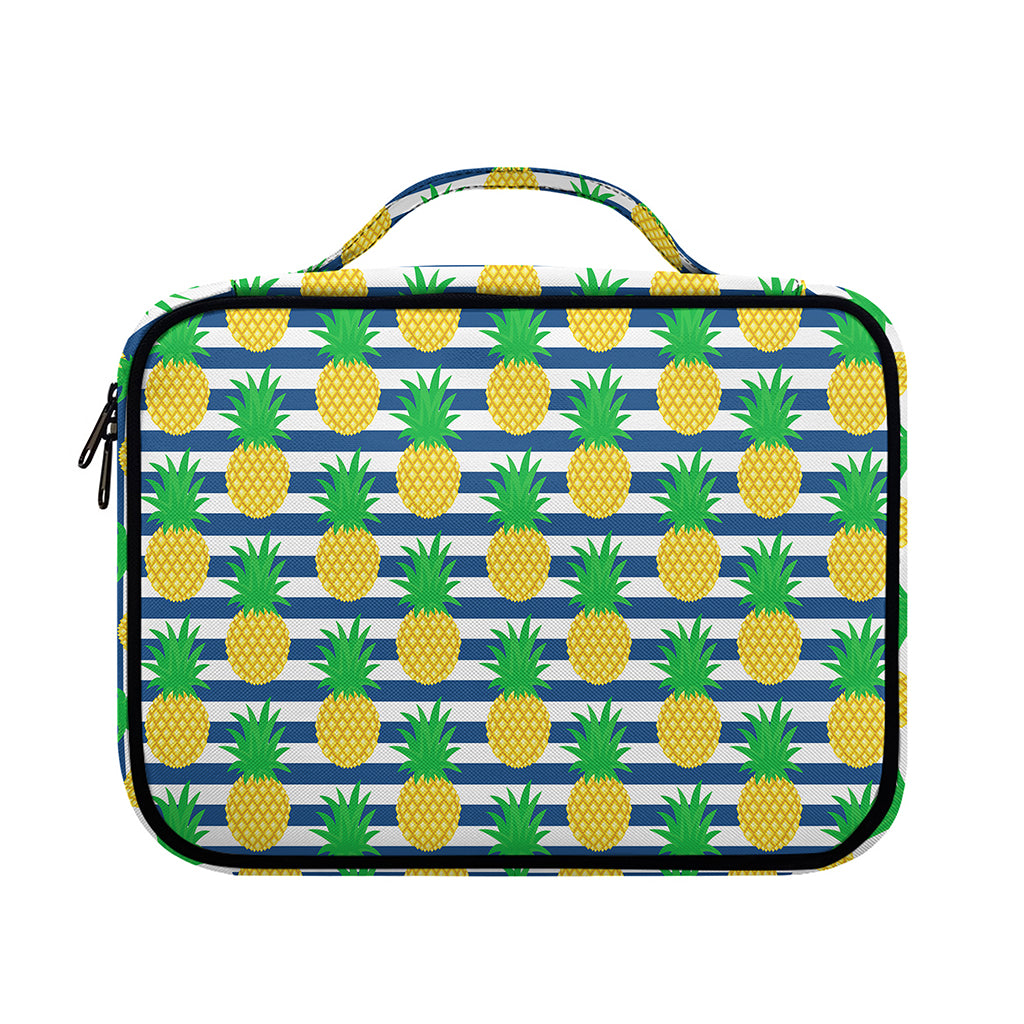 Blue Striped Pineapple Pattern Print Briefcase Bible Bag