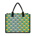 Blue Striped Pineapple Pattern Print Canvas Tote Bag