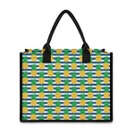 Blue Striped Pineapple Pattern Print Canvas Tote Bag