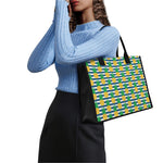 Blue Striped Pineapple Pattern Print Canvas Tote Bag