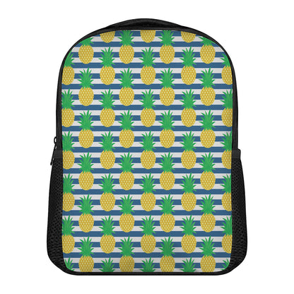 Blue Striped Pineapple Pattern Print Casual Backpack
