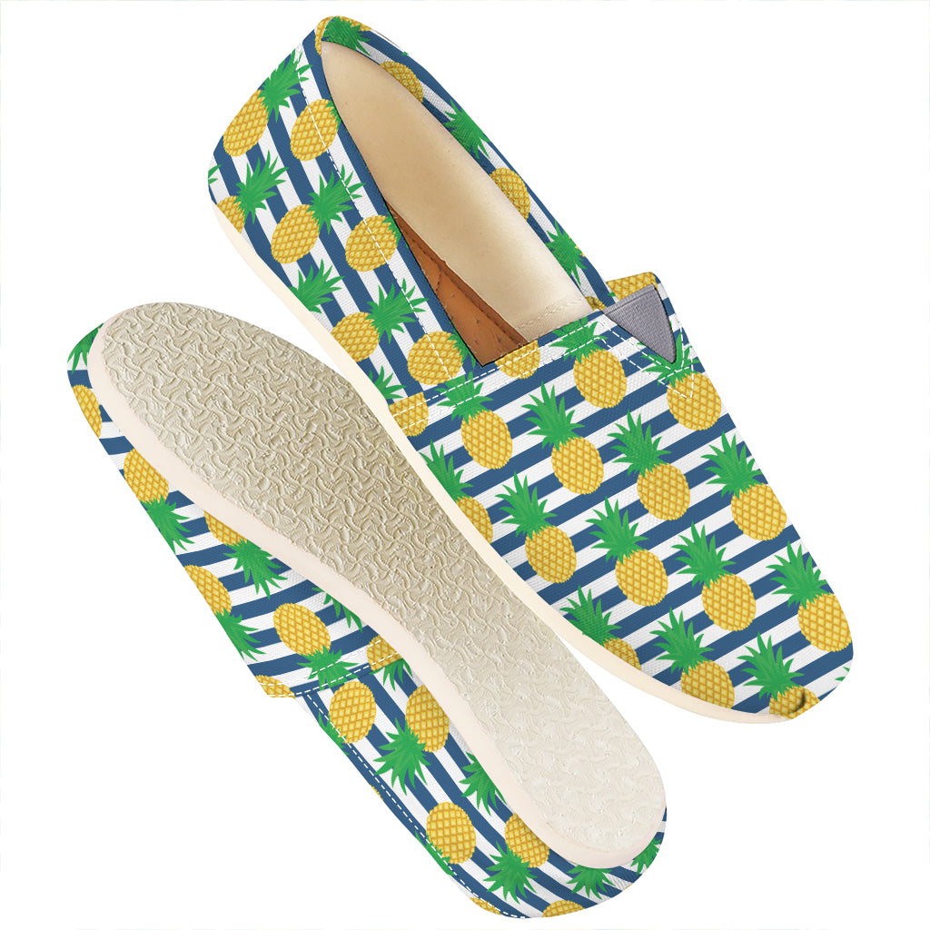 Blue Striped Pineapple Pattern Print Casual Shoes