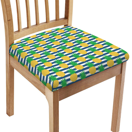 Blue Striped Pineapple Pattern Print Chair Cushion Cover