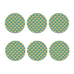 Blue Striped Pineapple Pattern Print Coaster Set