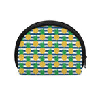 Blue Striped Pineapple Pattern Print Coin Purse