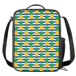Blue Striped Pineapple Pattern Print Crossbody Lunch Bag