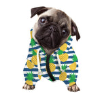 Blue Striped Pineapple Pattern Print Dog Zip Up Hoodie