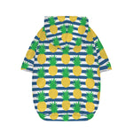 Blue Striped Pineapple Pattern Print Dog Zip Up Hoodie