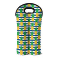 Blue Striped Pineapple Pattern Print Double Neoprene Wine Tote