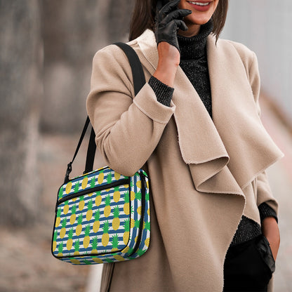 Blue Striped Pineapple Pattern Print Double Strap Bible Bag