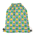 Blue Striped Pineapple Pattern Print Drawstring Bag