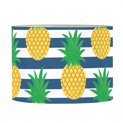 Blue Striped Pineapple Pattern Print Drum Lamp Shade