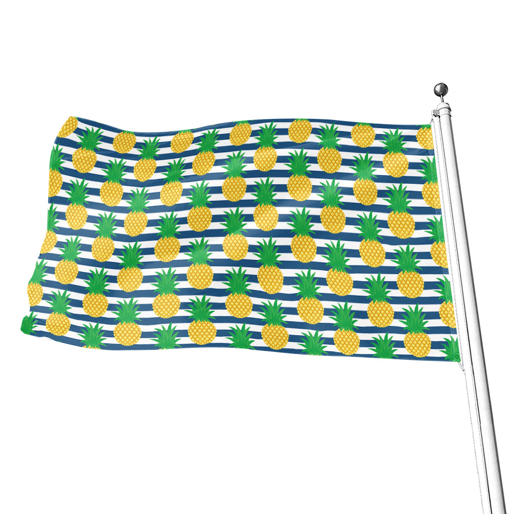 Blue Striped Pineapple Pattern Print Flag