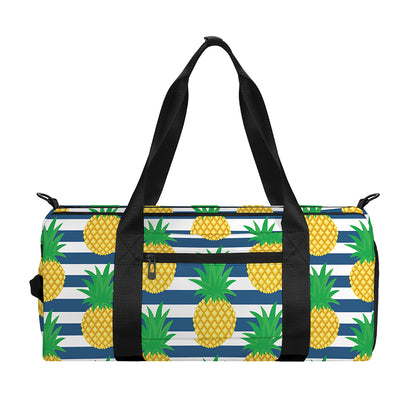 Blue Striped Pineapple Pattern Print Gym Bag