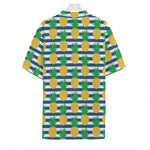 Blue Striped Pineapple Pattern Print Hawaiian Shirt