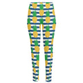 Blue Striped Pineapple Pattern Print High-Waisted Pocket Leggings
