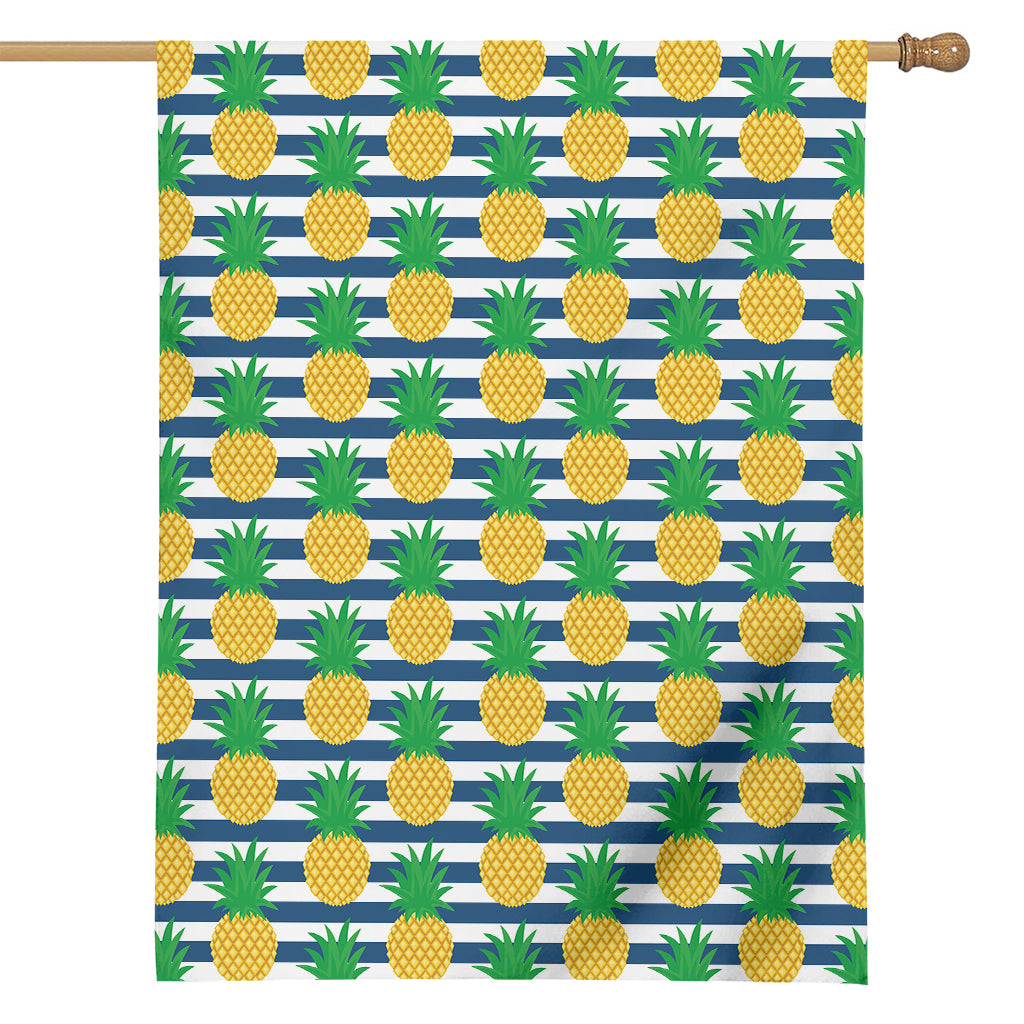 Blue Striped Pineapple Pattern Print House Flag