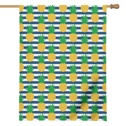 Blue Striped Pineapple Pattern Print House Flag