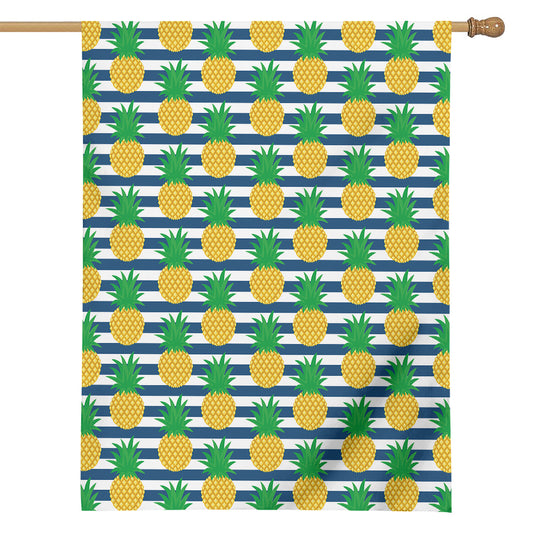 Blue Striped Pineapple Pattern Print House Flag
