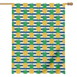 Blue Striped Pineapple Pattern Print House Flag